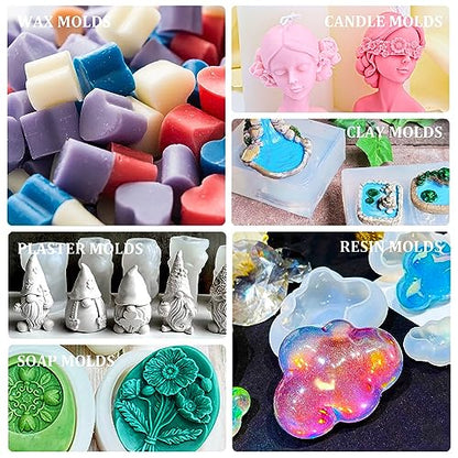 Silicone Mold Making Kit - 170oz Translucent Liquid Silicone Rubber with 3 Color Pigments, 1:1 Mixing for Mold Making, Fast Curing Molding Casting Kit for Resin, Candle Molds, Soap Molds, DIY, Plaster - color: Translucent, 170oz