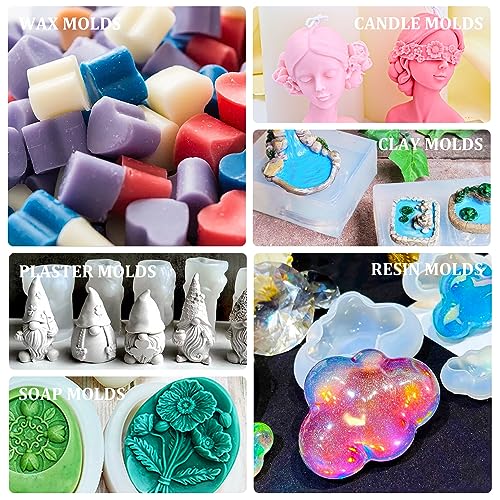 Silicone Mold Making Kit - 100oz Translucent Liquid Silicone Rubber with 3 Color Pigments, 1:1 Mixing for Mold Making, Fast Curing Molding Casting Kit for Resin, Candle Molds, Soap Molds, DIY, Plaster - color: Translucent, 100oz