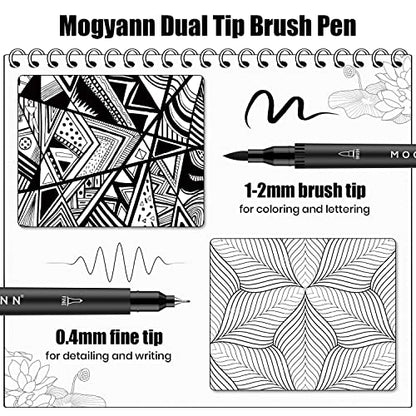 Drawing Pens, 12 Pack Dual Brush Pens Black Markers for Art Drawing Sketching - color: Black