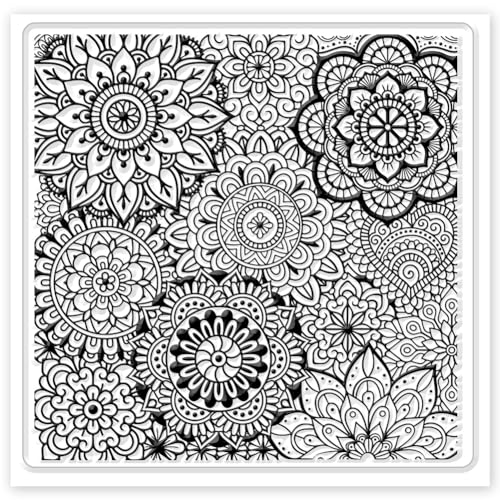 CHGCRAFT Polymer Clay Texture Sheets Mandala Pattern Clear Clay Silicone Texture Mat Flower Design for Making Earrings Jewelry, 5.5x5.5 Inch