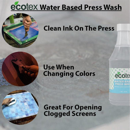 Ecotex® Water Based Press Wash (Gallon - 128 oz) - Eco-Friendly Mesh Screen Cleaner, For Screen Printing Screen to Remove Water Based Screen Printing Ink - Screen Printing Supplies - size: 128 Ounce (Pack of 1)