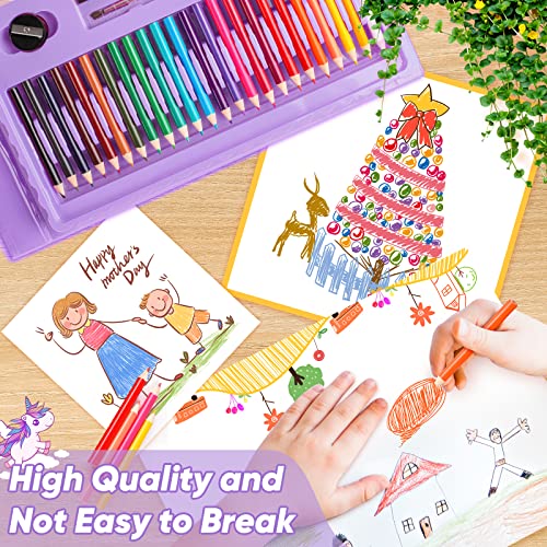 Soucolor Art Supplies, 283 Pieces Drawing Set Art Kits with Trifold Art Easel, 2 Drawing Pads, 1 Coloring Book, Crayons, Pastels, Arts and Crafts Gifts Case (Purple) - color: Purple