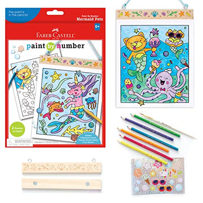 Faber-Castell Paint by Number Mermaid Pets - Kids Watercolor Mermaid Craft (Ages 6+) - style: Mermaid Pets