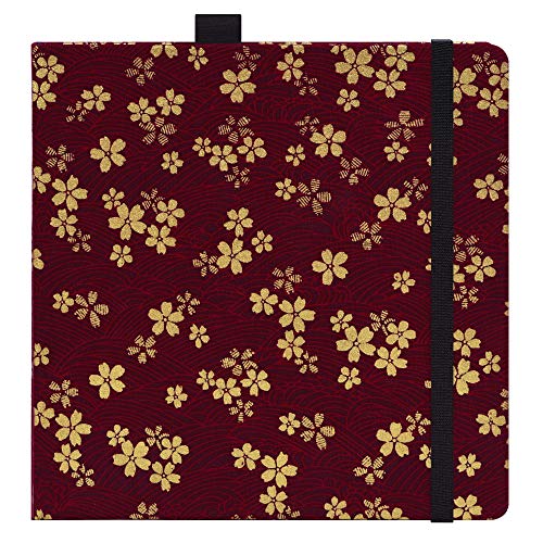 Square 8.2x 8.2 inches 165gsm Colored Pencil Paint Journal Hardbound 128pgs（64 Sheets Front Back Cold Pressed）Travel for Colored Pencil Sketch Doodles Handmade Cloth Cover Notebook Autumn Flower A17 - color: L-autumn flower