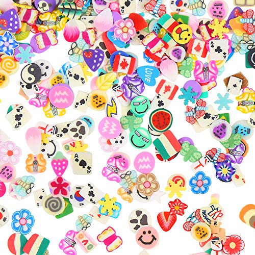 CCINEE Nail Art Slices,3D Assorted Slices Fruit Animal Flower Polymer Clay Slices for Slime Craft,4500PCS,1/5 Inche