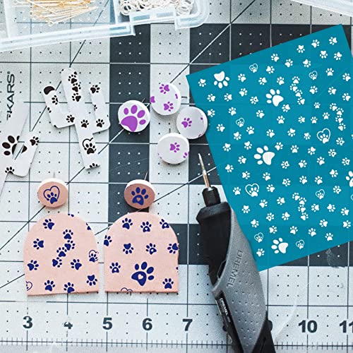 OLYCRAFT Clay Stencils Dog Paw Pattern Non-Adhesive Silk Screen Printing Stencils Reusable Cloud Mesh Stencil Transfer Washable Stencil for Polymer Clay Jewelry Earring Making 5x4 Inch - color: Dog Paw