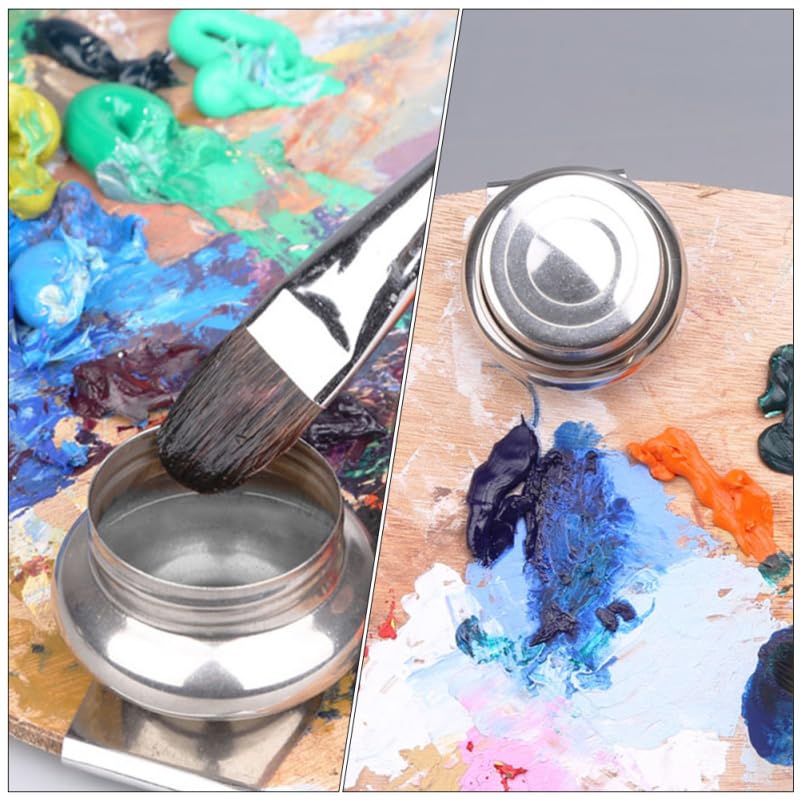 Painting Brush Washing Pot with Removable Lid 2.16X2.16X1.57In Compact Oil Paint Mixing Cup for Portable Brush Cleaner Art Class and Home Use