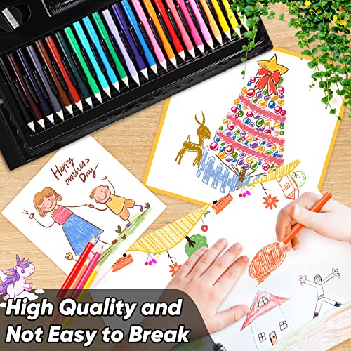 Soucolor Art Supplies, 283 Pieces Drawing Set Art Kits with Trifold Easel, 2 Drawing Pads, 1 Coloring Book, Crayons, Pastels, Arts and Crafts Gifts Case - color: Black