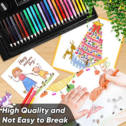 Soucolor Art Supplies, 283 Pieces Drawing Set Art Kits with Trifold Easel, 2 Drawing Pads, 1 Coloring Book, Crayons, Pastels, Arts and Crafts Gifts Case - color: Black