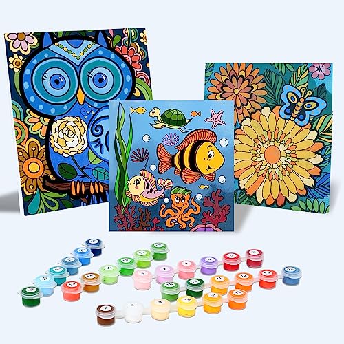 Paint by Numbers Kit for Kids and Adults, Art Supplies for Kid 6-12, Painting Kits for Kids, Crafts and Fun, Acrylic Paint Set, Canvas Painting Kit, Include Framed Pre-drawn Canvas, Color by Numbers - color: Ocean World