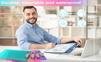 Sparkly Clipboard with Pen Holder, Clear Plastic Glitter Clip Board, Hanging Shiny Clipboards with Low Profile Metal Clip, Letter A4 Size for Taecher Women Office School (Clear Purple) - color: Clear Purple
