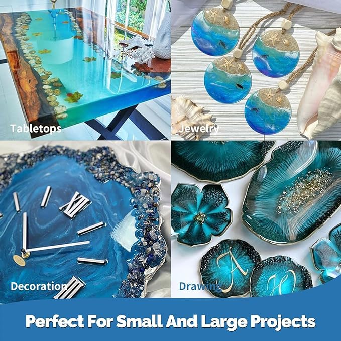 JANCHUN Crystal Clear Epoxy Resin Kit 72oz, Bubble-Free, Anti-Yellowing, Self Leveling Easy Mix 1:1 Coating and Casting Resin for Table Top, Molds, Tumbler Crafts, Painting, Jewelry, DIY Gifts - size: 72oz-kit