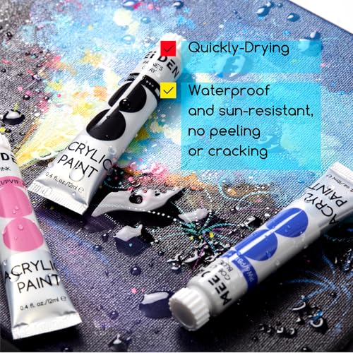 MEEDEN Beginners Acrylic Paint Set: 24 Colors 12ml/0.41 fl oz Heavy Body Art Craft Paints - Non-Toxic Rich Pigment Hobbists Halloween Pumpkin Painting for Adults on Canvas Wood Fabric - color: 24 Colors