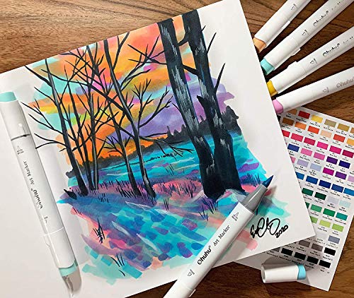 Ohuhu Sketchbook Marker Paper Pad: 8.3"x8.3" Square Art Sketch Book Drawing Papers 78 Sheets/156 Pages 120 LB/200 GSM Hardcover Sketching Books for Alcohol Markers Heavyweight Sketchpad Christmas Gift - size: 8.3" x 8.3 "