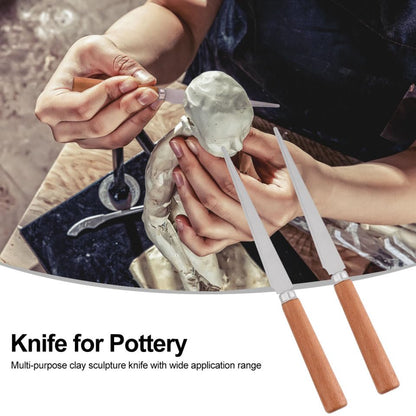 HEALLILY 2 PCS Wood Handle Carving Knife Fettling Knife Tools Ceramic Polymer Clay Sculpture Modeling Fettling Knife for Ceramic Polymer Clay Carving Modeling Pottery Sculpting