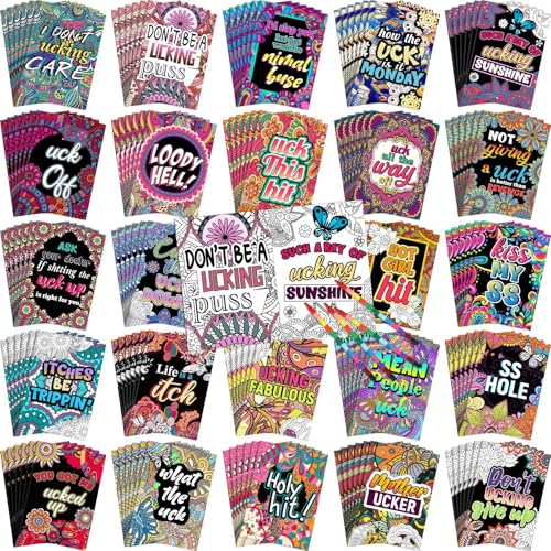 Liliful 144 Pcs Coloring Book Bulk for Adult DIY Art Stress Relief Drawing Book with Patterns, Goodie Bag Filler and Holiday Gifts - style: Funny