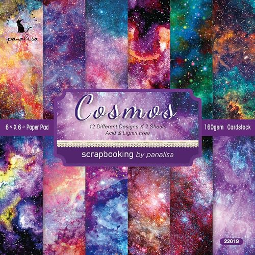 YASMEN Scrapbook Paper Pad, 24 Sheets Space Galaxy Themed Mixture Colored Paper, 6"×6” Single-Side Scrapbooking Paper, 160gsm Cardstock, Junk Journal Craft, Decopodge Card Making Supplies - color: Starry Sky, size: 6"×6"