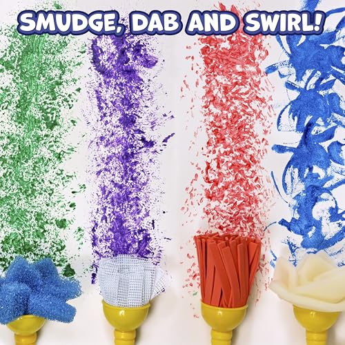 READY 2 LEARN Textured Art Tools - 4 Yellow Paint Sponges for Kids - Thick Kids Paint Brushes - Easy-Grip Paint Brushes - Art Supplies for Toddlers 1-3 - color: Imagine Colors