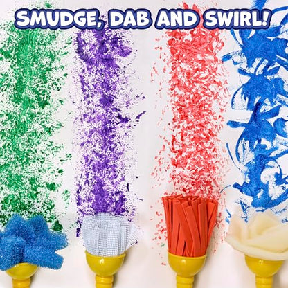 READY 2 LEARN Textured Art Tools - 4 Yellow Paint Sponges for Kids - Thick Kids Paint Brushes - Easy-Grip Paint Brushes - Art Supplies for Toddlers 1-3 - color: Imagine Colors