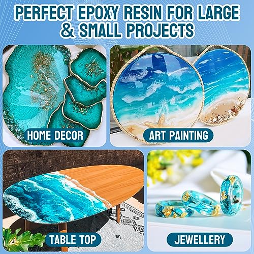JDiction Epoxy Resin High Gloss 34OZ - 3X Yellowing Resistant Upgrade Formula, Self Leveling Resin and Hardener, Crystal Clear & Bubble Free Coating and Casting Resin for Jewelry, Art, Wood 1:1 Ratio - size: 34 fl oz