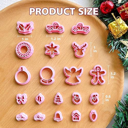 KEOKER Christmas Clay Cutters, Christmas Polymer Clay Cutters for Earrings Making, 20 Clay Cutters Shapes - color: ALL