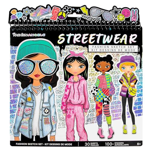 Fashion Angels Streetwear Design Portfolio, Includes 30 Sketch Sheets, Stencil Sheets, Stickers & Inspiration Guide, Ideal Drawing Kit for Girls Ages 6+ - color: Streetwear Design