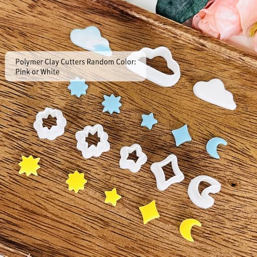 Xaekicr 6 PCS Sky Theme Polymer Clay Cutters Set – Cloud Moon Star Shapes Clay Cutters for Polymer Clay Molds, Jewelry DIY Clay Tools - color: Y color