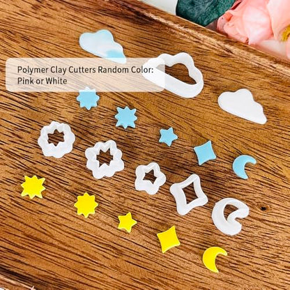 Xaekicr 6 PCS Sky Theme Polymer Clay Cutters Set – Cloud Moon Star Shapes Clay Cutters for Polymer Clay Molds, Jewelry DIY Clay Tools - color: Y color