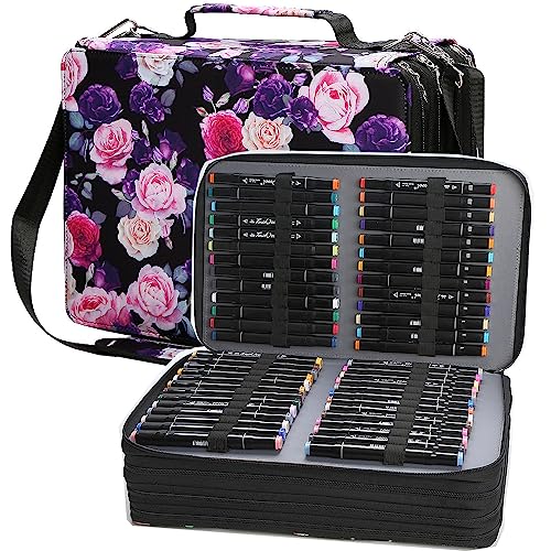 New 224 Slots Marker Case Lipstick Organizer-Canvas Markers Holder Marker Organize for Markers Art Sketch Marker, Paint Markers, Paint Brushes, Colored Pencils or Other Art Supplies (Rose, 224 Slots) - color: Rose