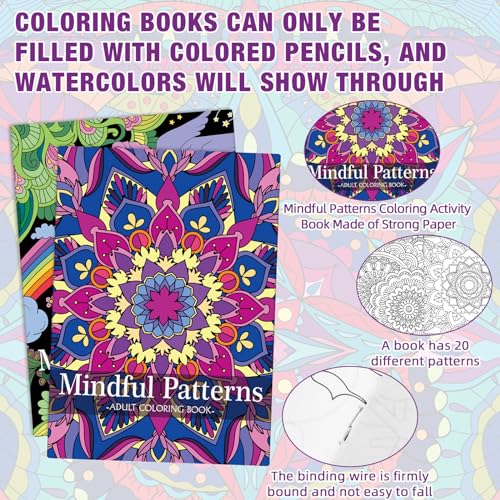 Liliful 24 Pcs Mindful Coloring Book Bulk for Adult DIY Art Stress Relief Drawing Book with Relaxing Mindfulness Patterns for Adults, Party Favors, Goodie Bag Filler and Holiday Gifts - style: Mindful