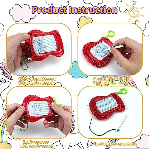 36 Pack Mini Magnetic Drawing Board (6 Colors), Kids Party Favors Backpack Keychain Doodle Drawing Boards, Erasable Sketch Board Writing Pad for Boys Girls Classroom Supplies Goodie Bag Stuffers - style: 36Pcs