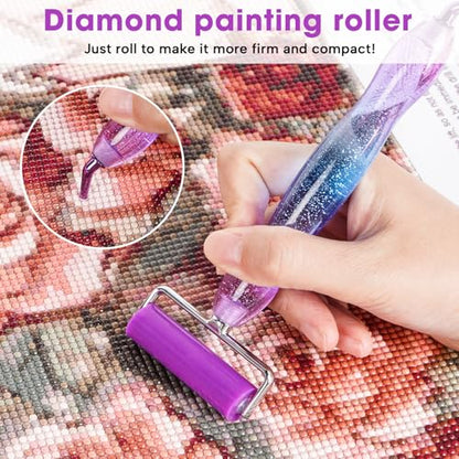 Ergonomic Diamond Painting Art Pen Accessories Kits with 6 Metal Tips, 6 Painting Glue Clay, Roller,Multi Placer Tips for DIY Crafts - style: XKZ