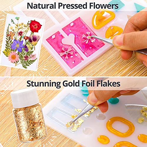 Piccassio Epoxy Resin Kit for Beginners – 208-Piece Jewelry Making & Craft Kit with Molds, Dried Flowers, Glitter & Tools – Complete Starter Set for Keychains, Bookmarks, Pendants & DIY Resin Art