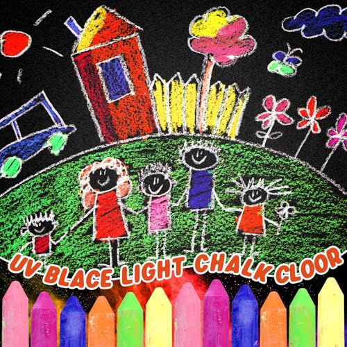 Feifeiya 30 Pcs Glow in the Dark Chalk Under Blacklight, 6 Neon Colors Washable Dustless UV Sidewalk Chalk for Black Light Party Playground Chalkboard Birthday Gift and Outdoor Drawing (Crayon) - style: Crayon
