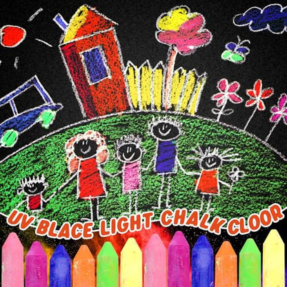 Feifeiya 30 Pcs Glow in the Dark Chalk Under Blacklight, 6 Neon Colors Washable Dustless UV Sidewalk Chalk for Black Light Party Playground Chalkboard Birthday Gift and Outdoor Drawing (Crayon) - style: Crayon