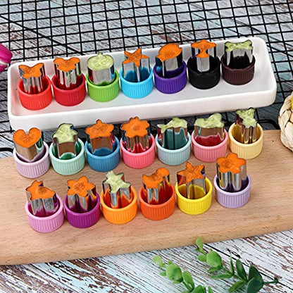 MUYIYAMEI Vegetable Cutter Shape Set, Mini Cookie Cutters,Biscuit Cutter to Decorate Food, Baking and Food Supplement tool Accessories Kitchen Crafts, (20PCS+20Fork)