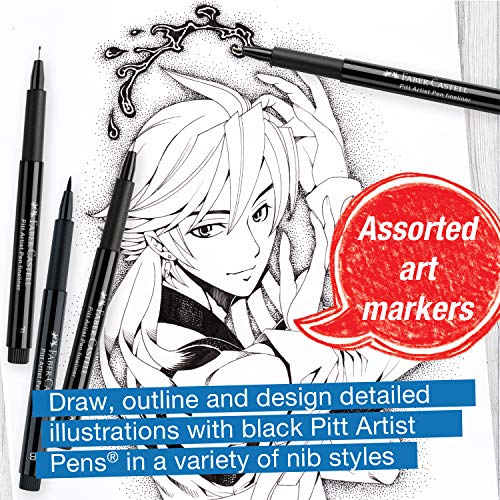 Faber-Castell PITT Artist Pen Manga Drawing Set 167132 - style: 4 Manga Black (B,F,S and XS Nibs)