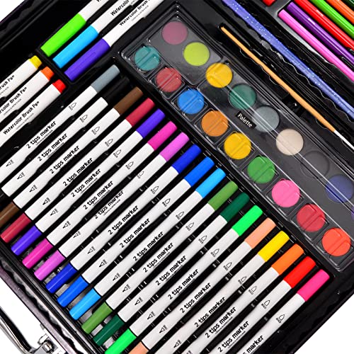 Darnassus 132-Piece Art Set, Deluxe Professional Color Set, Creating Gift Box, Art Set Crafts Drawing Painting Christmas Kit for Kids and Adult, Girls Boys - color: Galaxy Theme