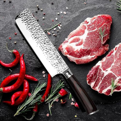 imarku Nakiri Knife, Razor Sharp 7 Inch Multipurpose Vegetable Japanese Chef Knife, High Carbon Stainless Steel Meat Cleaver, Gyutou Knife with Ergonomic Handle, Birthday Gift - color: Black with Espresso Brown