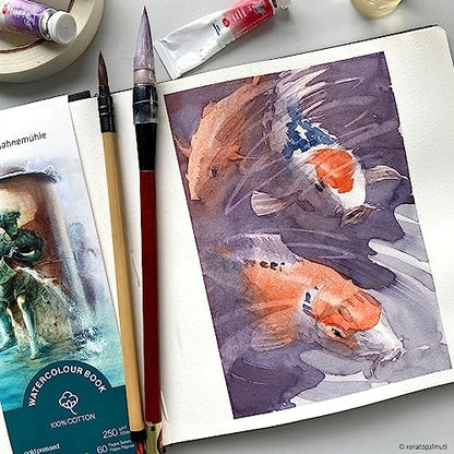 Hahnemühle 10625357 Watercolour Book 250 G/M2, 100% Cotton, AQUARELA NOTEBOK, TAM 19.5X19.5CM, 30 FLS/60 PAG., Natural White - size: 0