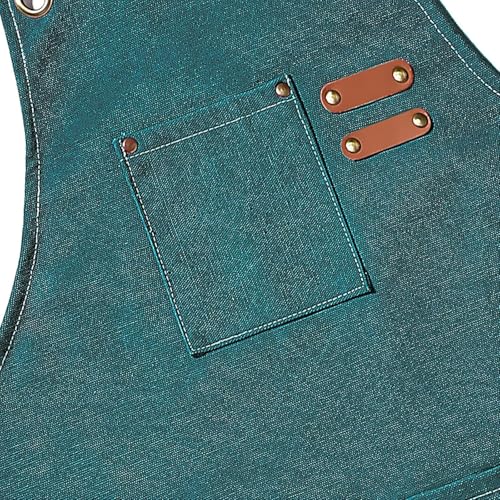 AFUN Aprons for Men Women with Large Pockets, 16-Ounce Cotton Canvas Cross Back Apron - color: Dark Green