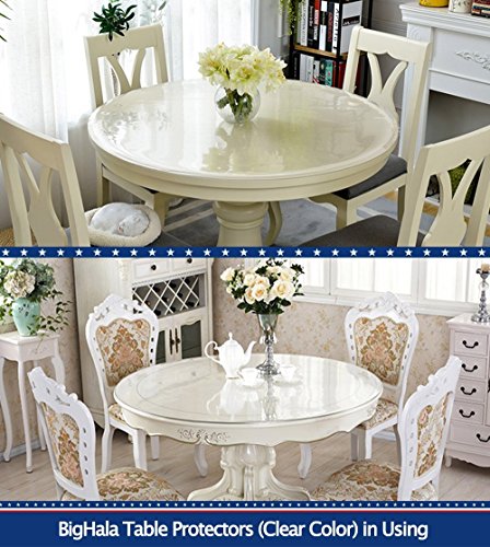 Round Dining Coffee Table Protector Thick Clear Plastic Tablecloth Cover PVC Vinyl Cloths Wood Marble Glass Tabletop Topper Protection Pad Easy Clean Polyester Wipeable Proof Waterproof Mat 34 " Dia - color: New Version Round Shape Clear, size: 34" x 34"