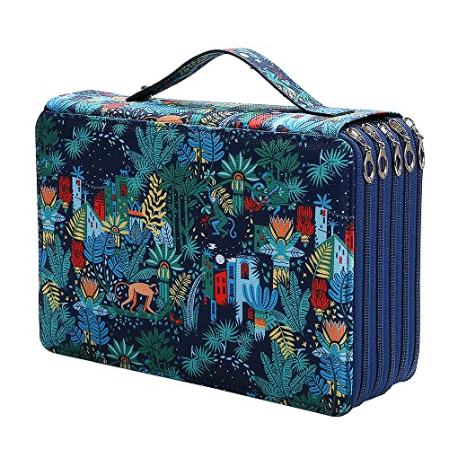 Portable Colored pencil case Jungle pencil case 252 Slots Oxford Fabric Pencil Case with Handy Wrap Portable- Multilayer Holder for Pencil Case Organizer for Artist - color: Monkey, size: 250