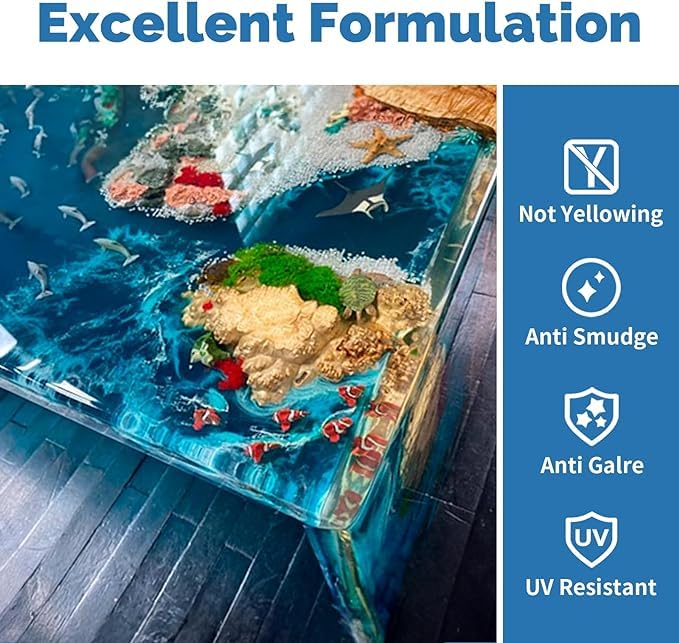 JANCHUN Crystal Clear Epoxy Resin Kit 72oz, Bubble-Free, Anti-Yellowing, Self Leveling Easy Mix 1:1 Coating and Casting Resin for Table Top, Molds, Tumbler Crafts, Painting, Jewelry, DIY Gifts - size: 72oz-kit