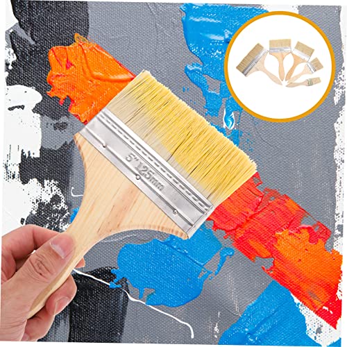 Thickened Brush Set 5pcs Paint Brushes for Wall Stencil Oil Painting Wood Handle Durable Easy to Clean Perfect Art Supplies
