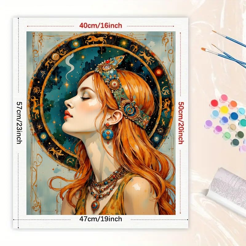 Fantasy Paint by Numbers Kit for Adults - DIY Zodiac Goddess Portrait Painting on Canvas 16x20 Inches, Frameless Acrylic Paint Set, Suitable for Beginners, Art for Home Decoration or Gifts