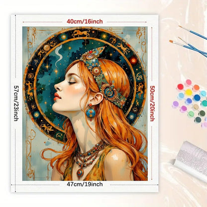 Fantasy Paint by Numbers Kit for Adults - DIY Zodiac Goddess Portrait Painting on Canvas 16x20 Inches, Frameless Acrylic Paint Set, Suitable for Beginners, Art for Home Decoration or Gifts