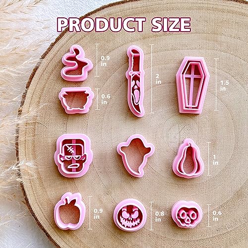 KEOKER Polymer Clay Cutters Halloween, Clay cutters for Halloween Earrings Making, 10 Shapes Halloween Clay Earrings Cutters, Ghost Halloween Clay Earring Cutters (Earrings Clay Cutters 2) - color: Earrings Clay Cutters 2