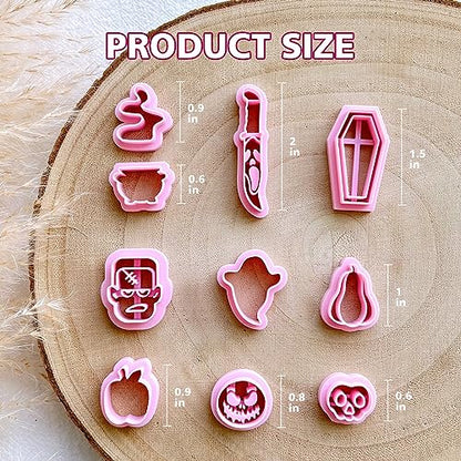 KEOKER Polymer Clay Cutters Halloween, Clay cutters for Halloween Earrings Making, 10 Shapes Halloween Clay Earrings Cutters, Ghost Halloween Clay Earring Cutters (Earrings Clay Cutters 2) - color: Earrings Clay Cutters 2