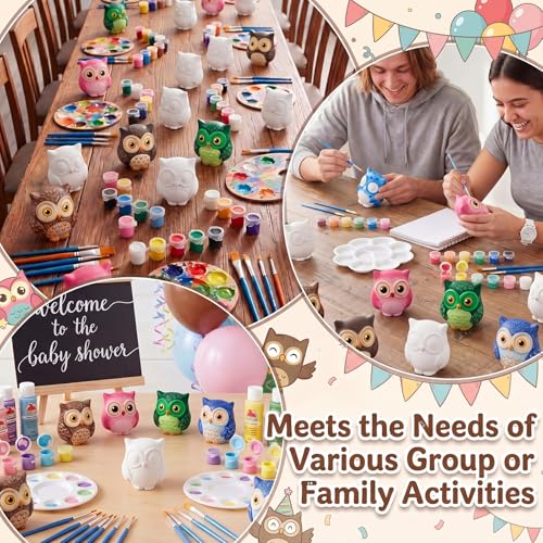 Ferrochef 12 Pack Paint Your Own Ceramic Owl DIY Craft Kits Unpainted Ceramic Owl Bisque 3D Paintable Animal Figurines Art DIY Party Favors for Home, Classroom Birthday Parties - style: Owl